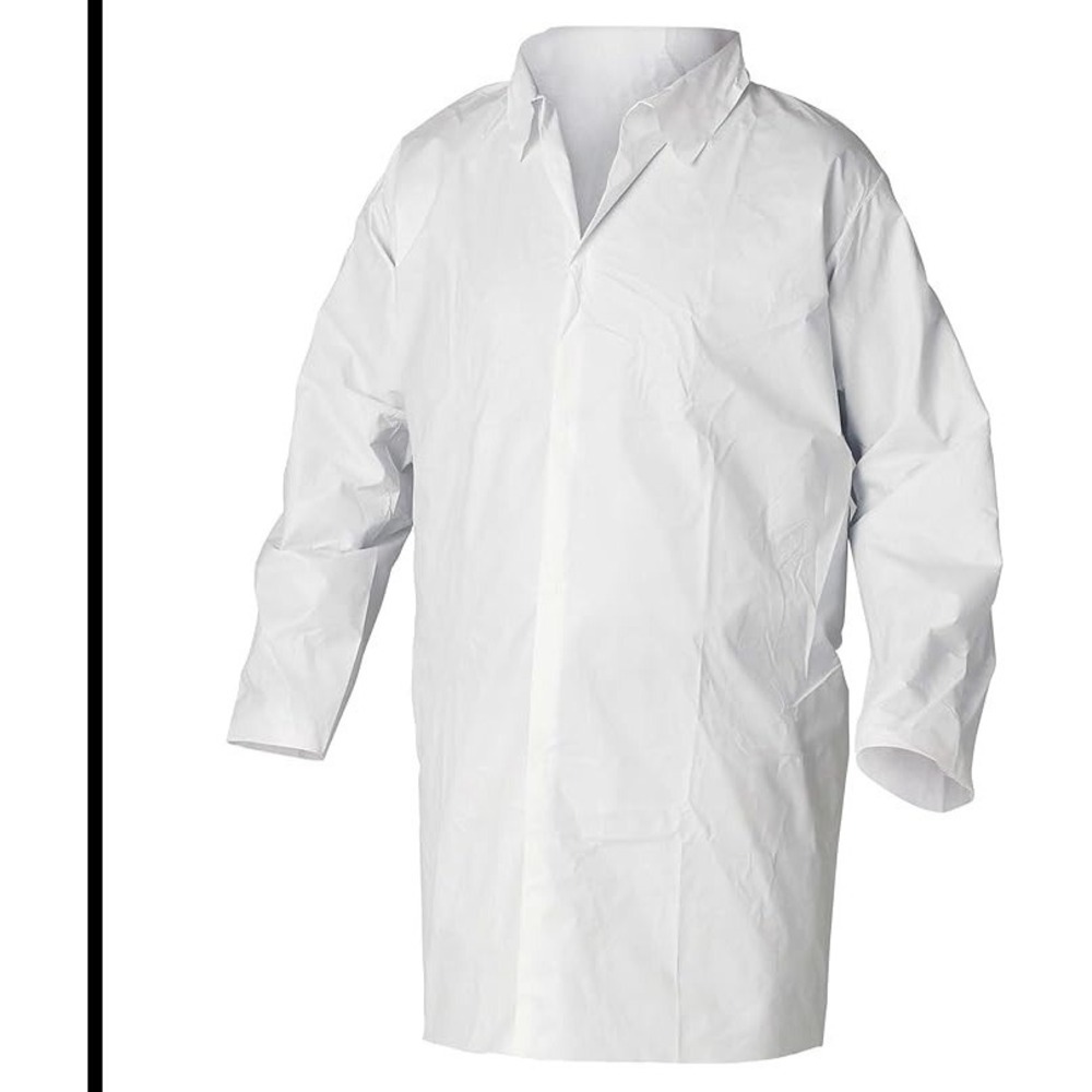 Case of 30 Kleenguard 36263 A20 Lab Coat, Smmms, Snaps Closure, White, Large NEW
